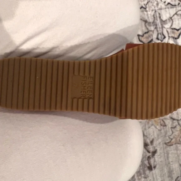 Eileen Fisher Brown Crisscross Nubuck Leather  Wedge Sandals - Picture 9 of 16